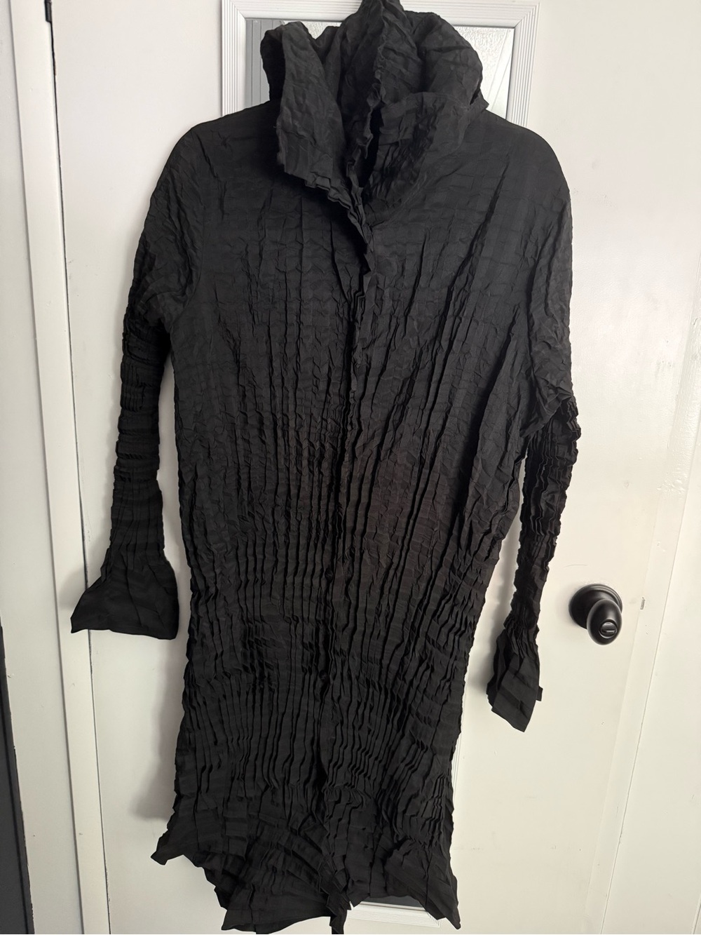 Babette SF Crinkled Long Black Tunic Jacket Size L
